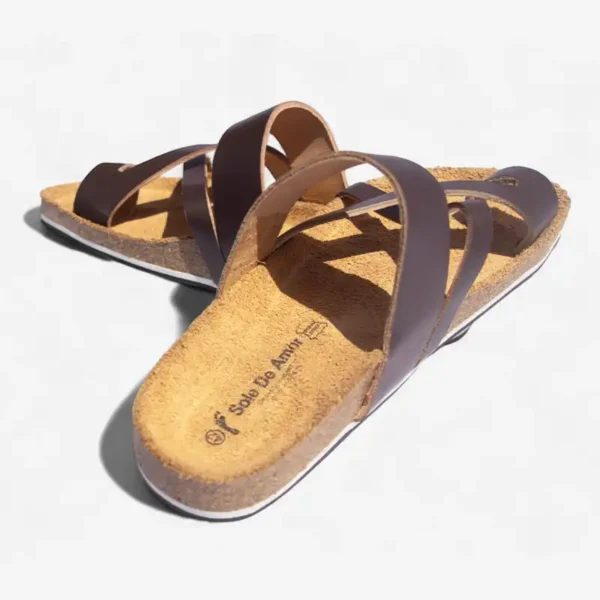 African Men Leather Cork Sandals