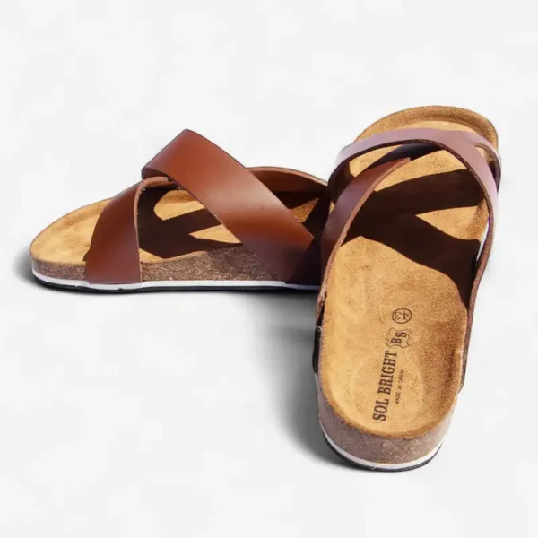 African Men Leather Cork Sandals