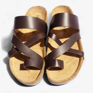 African Men Leather Cork Sandals