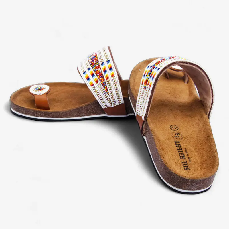Beaded Women Cork Sandals