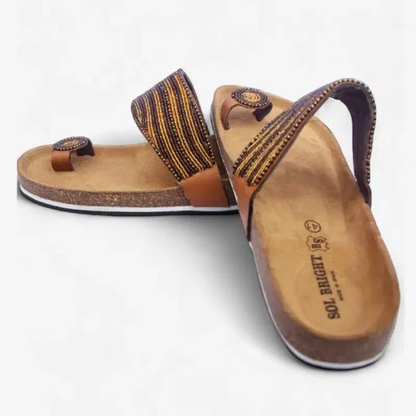 Beaded Women Cork Sandals