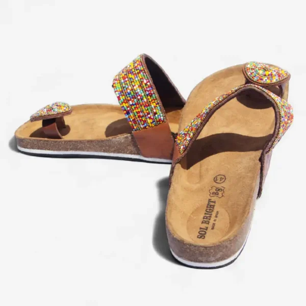 Beaded Women Cork Sandals