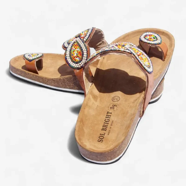 Beaded Women Cork Sandals
