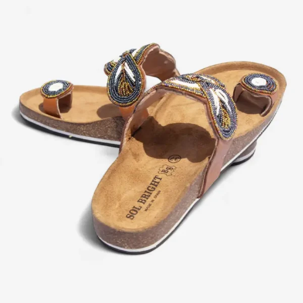 Beaded Women Cork Sandals
