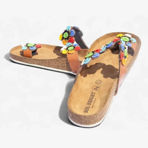 Beaded Women Cork Sandals
