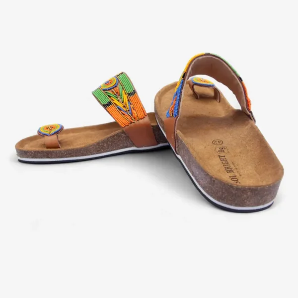 Beaded Women Cork Sandals