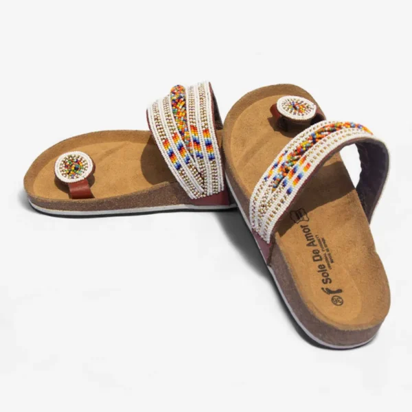Beaded Women Cork Sandals