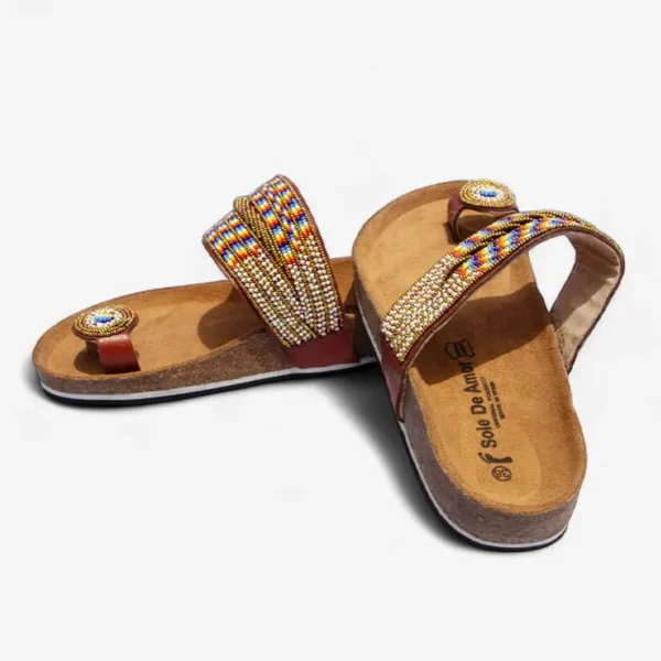 Beaded Women Cork Sandals