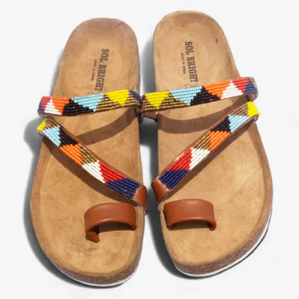 Beaded Women Cork Sandals