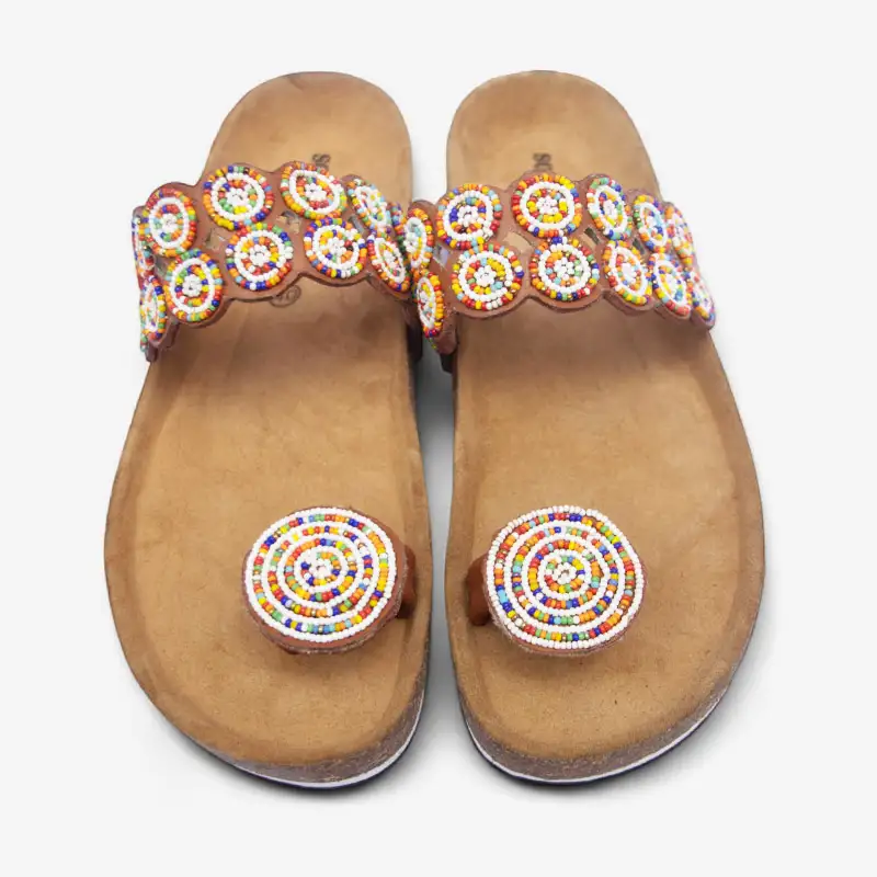 Beaded Women Cork Sandals