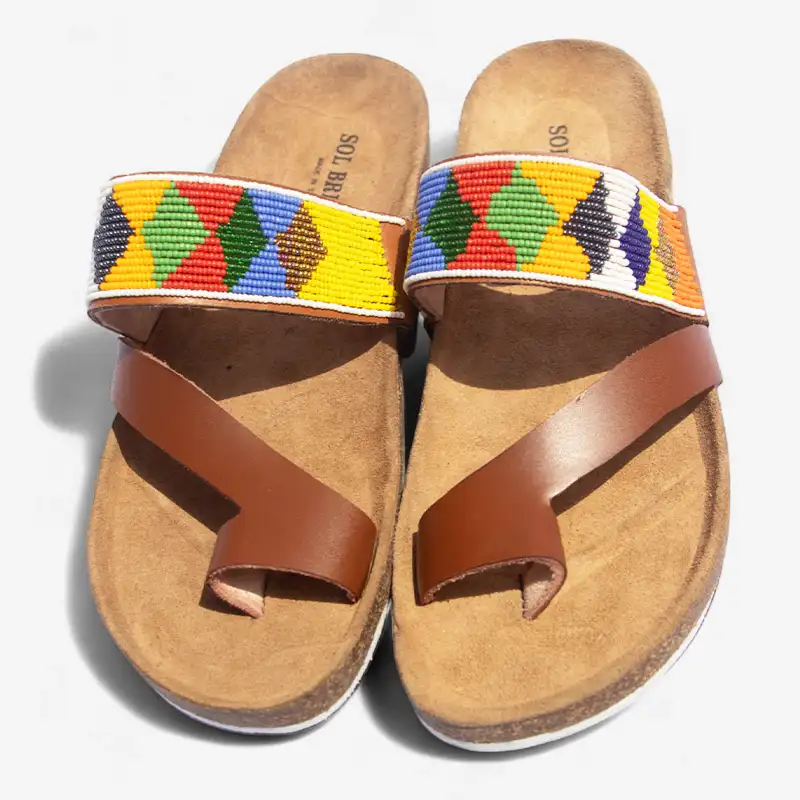 Beaded Women Cork Sandals