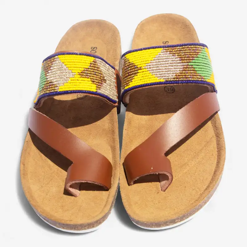 Beaded Women Cork Sandals