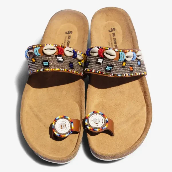 Beaded Women Cork Sandals