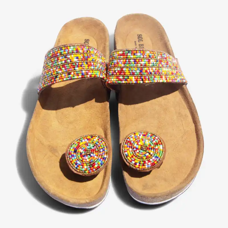 Beaded Women Cork Sandals