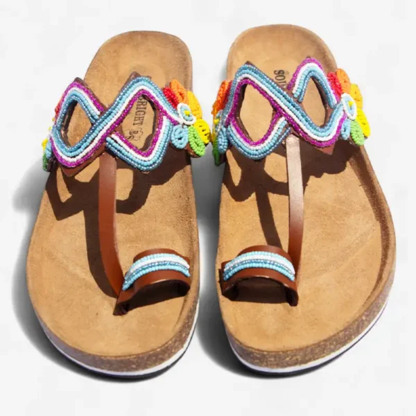 Beaded Women Cork Sandals