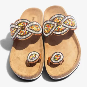 Beaded Women Cork Sandals