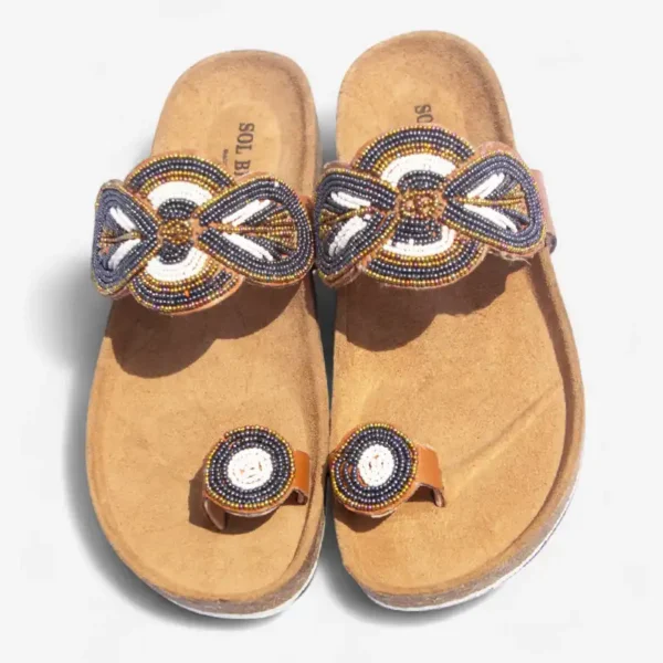 Beaded Women Cork Sandals