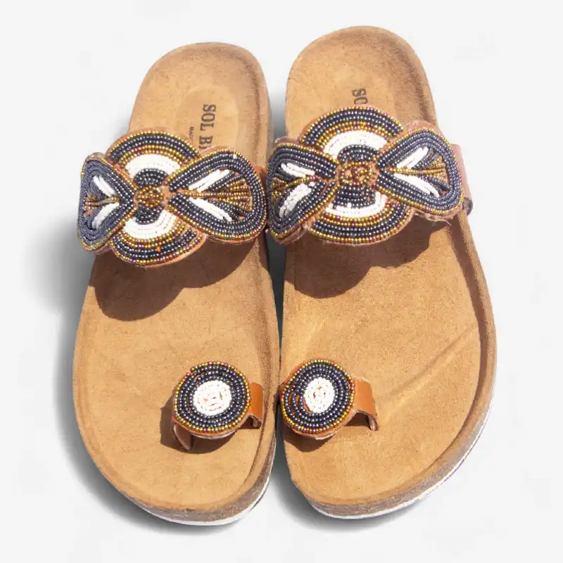 Beaded Women Cork Sandals