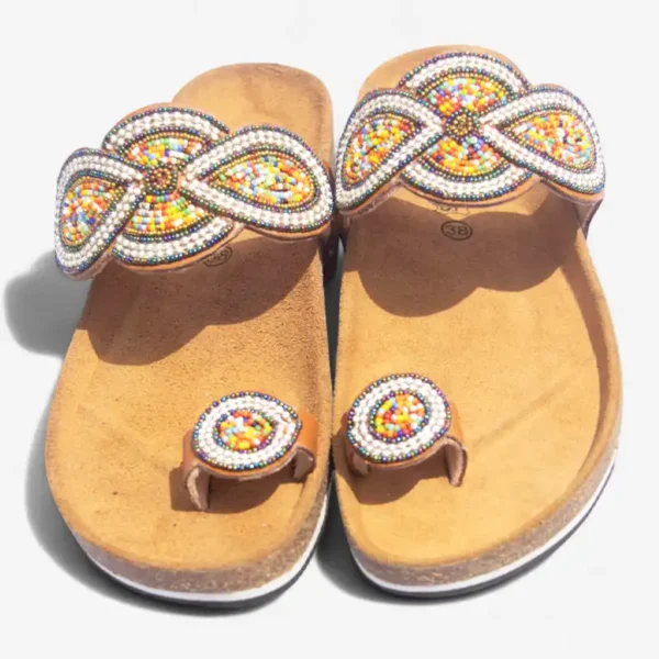 Beaded Women Cork Sandals
