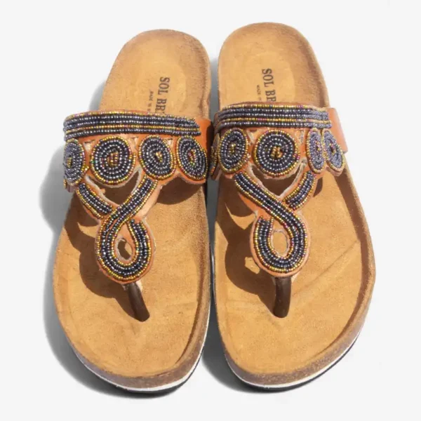 Beaded Women Cork Sandals
