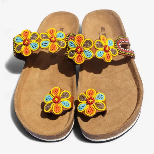 Beaded Women Cork Sandals
