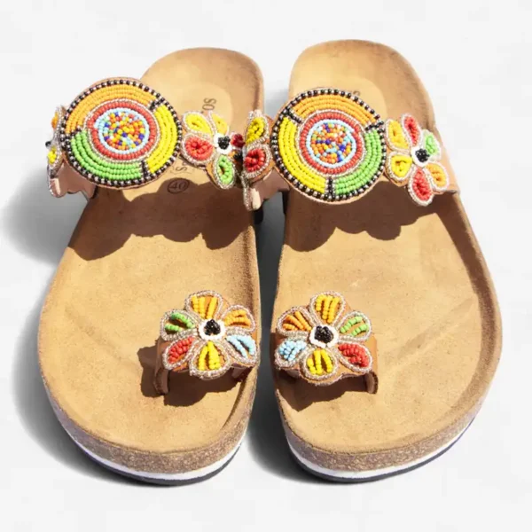 Beaded Women Cork Sandals