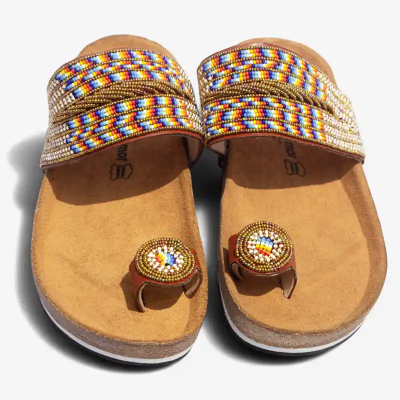 Beaded Women Cork Sandals