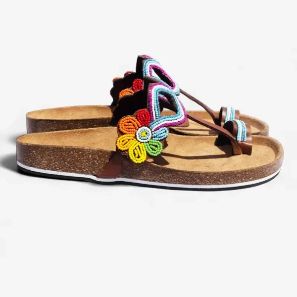 Beaded Women Cork Sandals