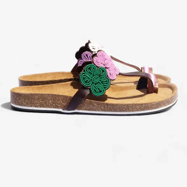 Beaded Women Cork Sandals