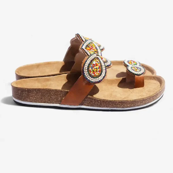 Beaded Women Cork Sandals