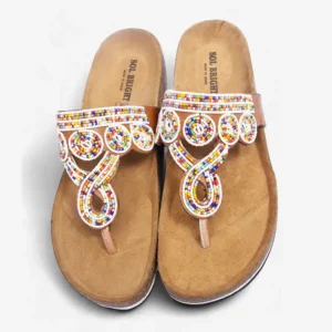 Beaded Women Cork Sandals