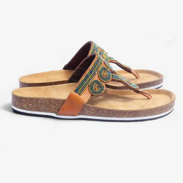 Beaded Women Cork Sandals