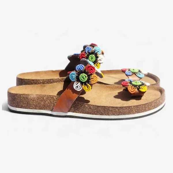 Beaded Women Cork Sandals