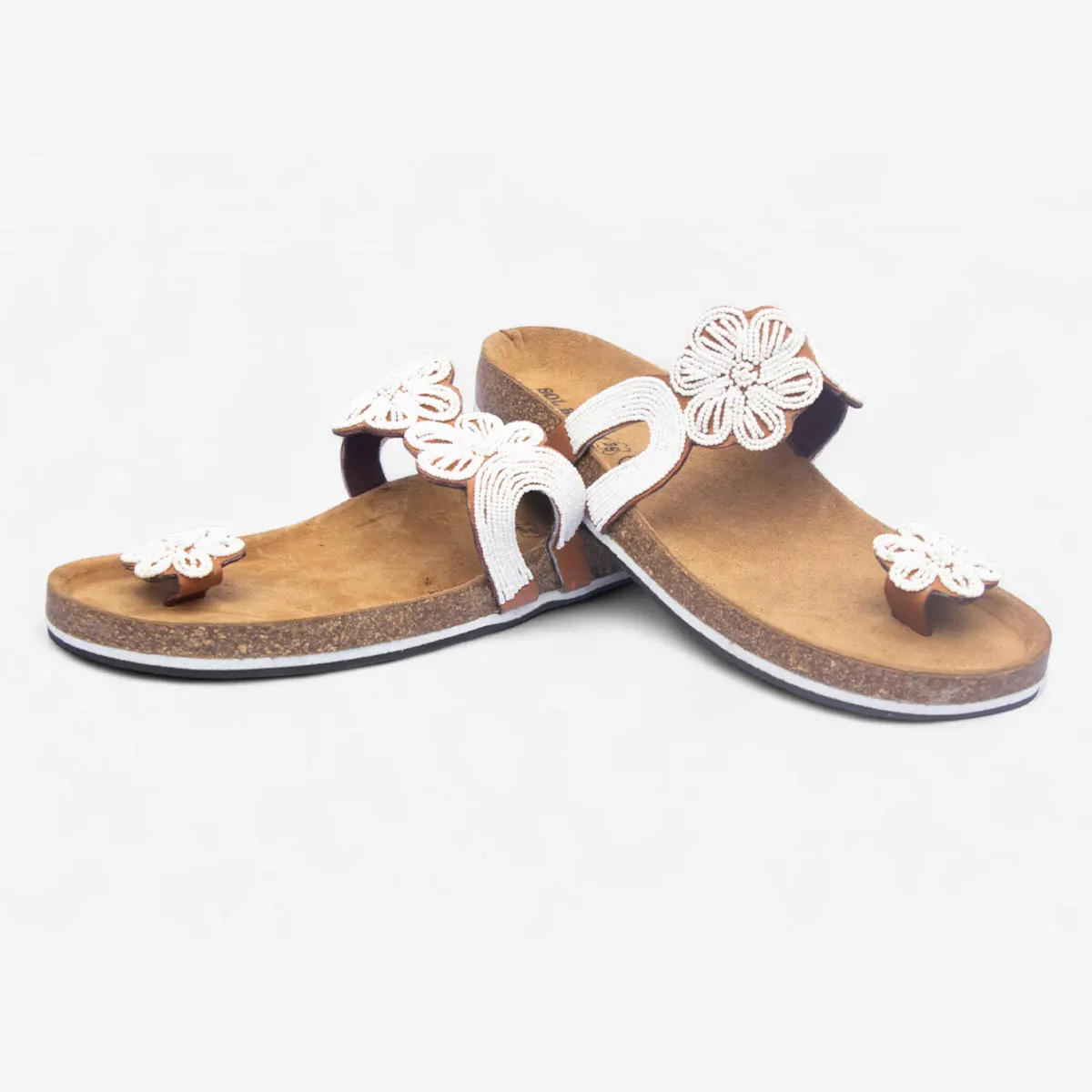Beaded Women Cork Sandals