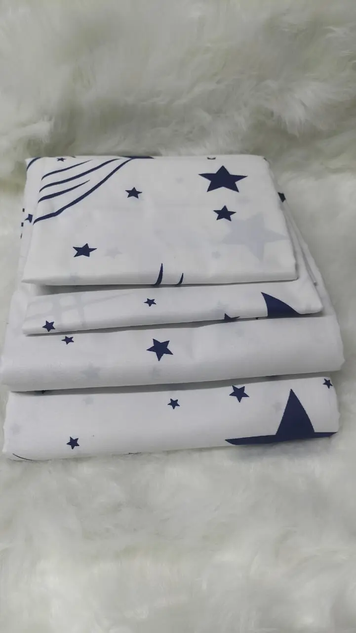 Both Sides Printed 4-Piece Cotton Bedsheet Set